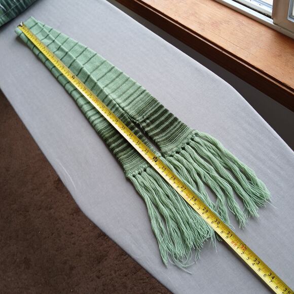 Pear Blossom Vertical Striped Sweater and Scarf Set Medium VTG 70s green black - Picture 13 of 16